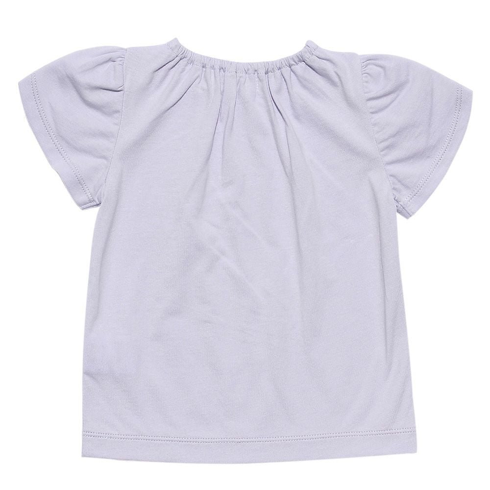 Baby size 100 % cotton tulip sleeve cafe print T -shirt Purple back