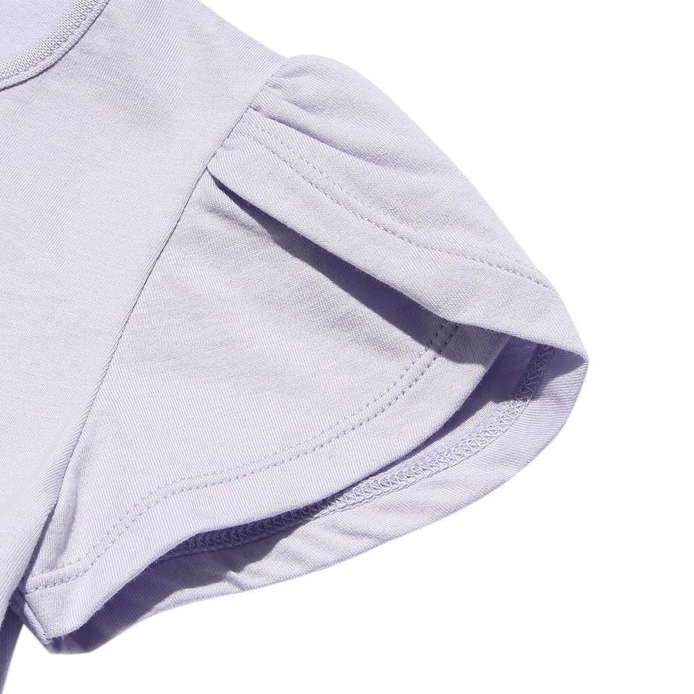 Baby size 100 % cotton tulip sleeve cafe print T -shirt Purple Design point 2