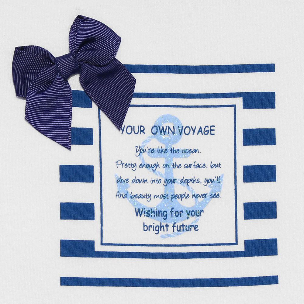 Marine style T -shirt with ribbon & frills Off White Design point 1