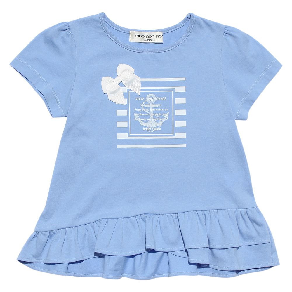 Marine style T -shirt with ribbon & frills Blue front
