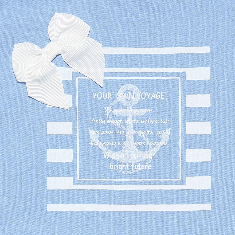 Marine style T -shirt with ribbon & frills Blue Design point 1