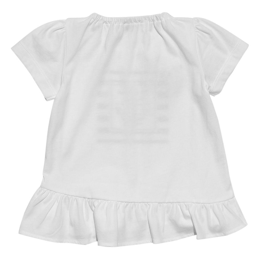 Baby size marine style T -shirt with ribbon & frills Off White back