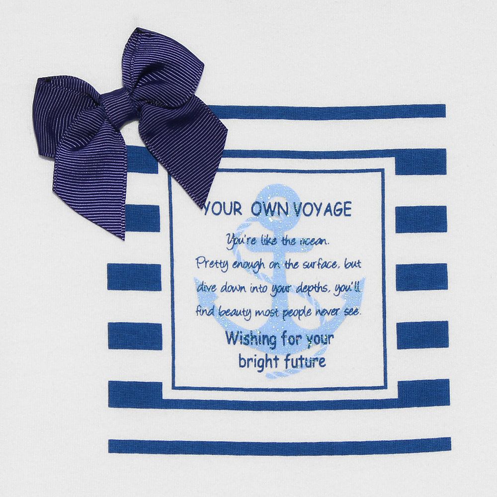 Baby size marine style T -shirt with ribbon & frills Off White Design point 1