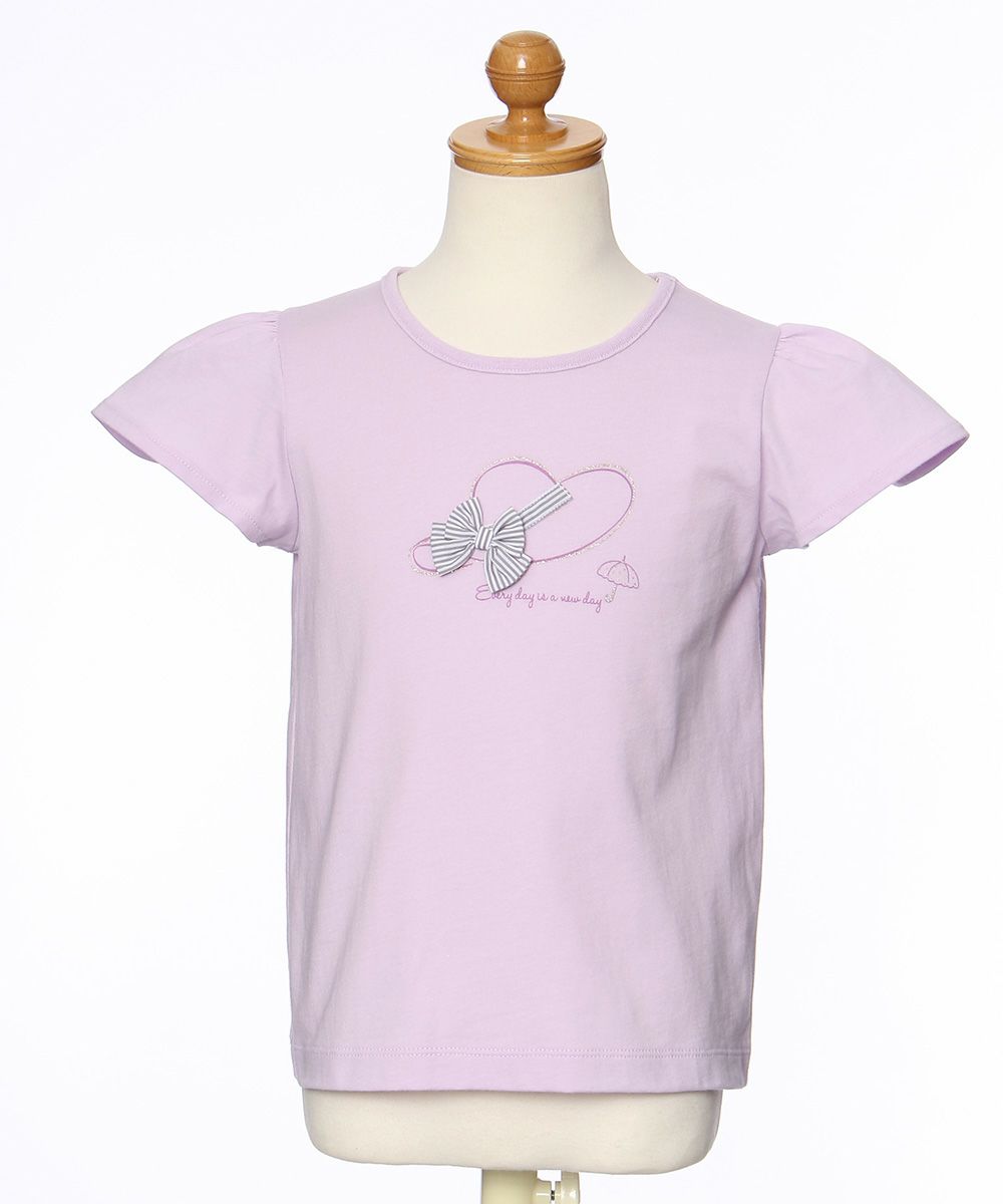 100 % cotton T-shirt with striped hat and ribbon Purple torso