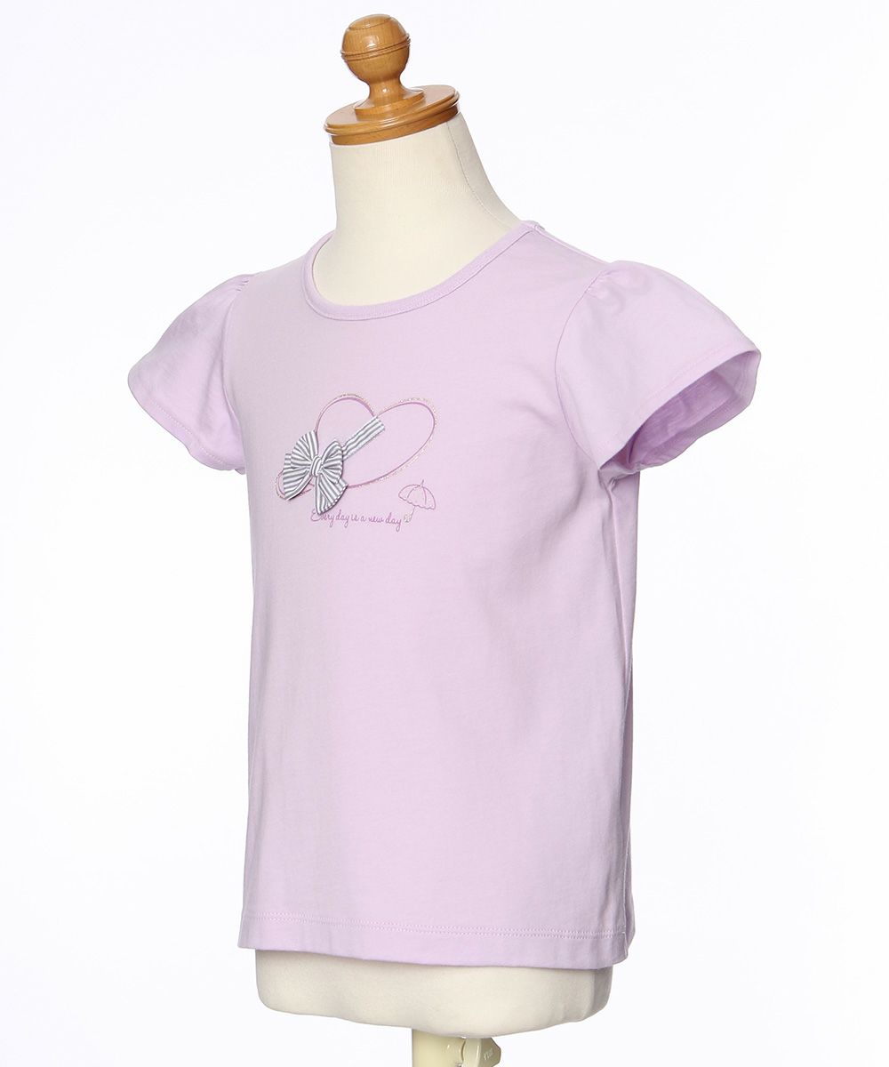 100 % cotton T-shirt with striped hat and ribbon Purple torso