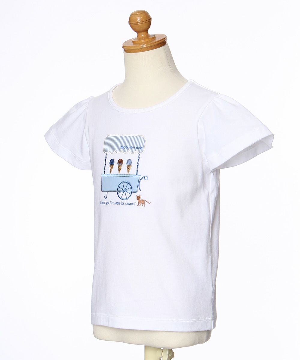 100 % cotton ice cream shop embroidery T -shirt Off White torso