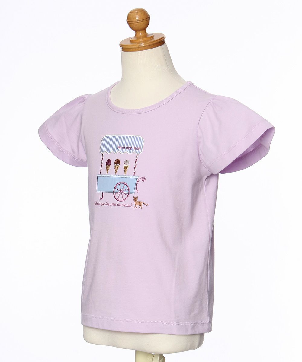 100 % cotton ice cream shop embroidery T -shirt Purple torso