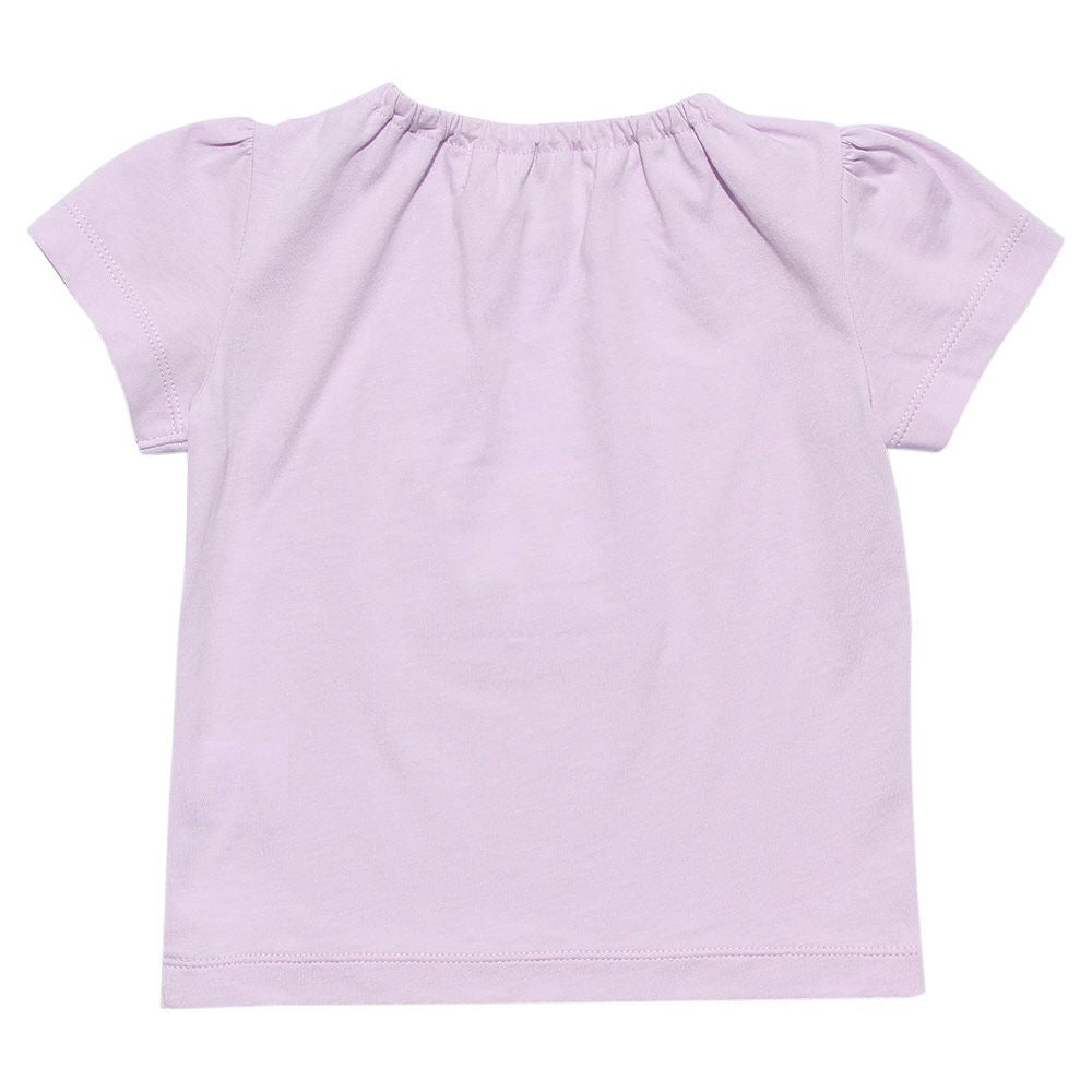 Baby size 100 % cotton T-shirt  with cat patches, musical notes and lace Purple back