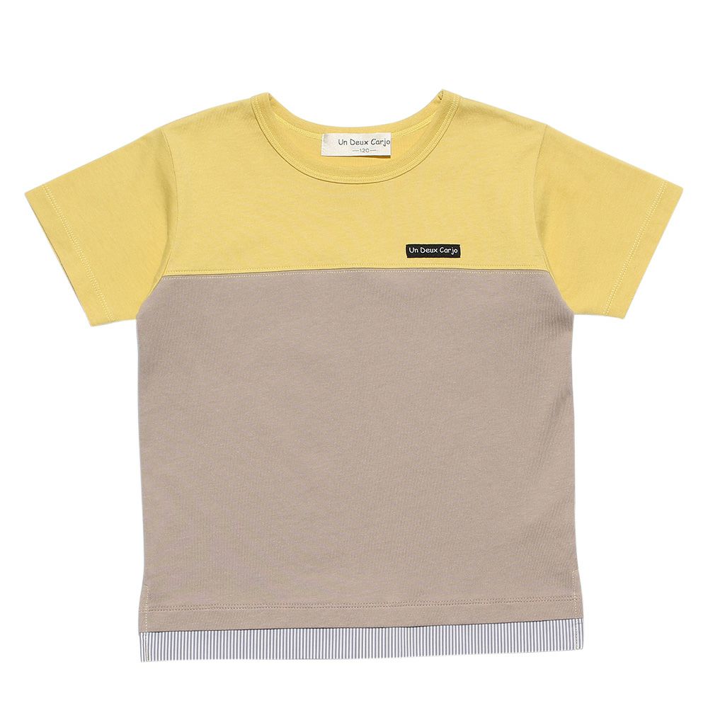 T -shirt with bicolor switching logo vent Yellow front