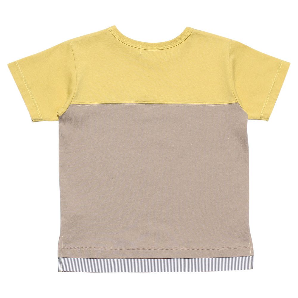 T -shirt with bicolor switching logo vent Yellow back