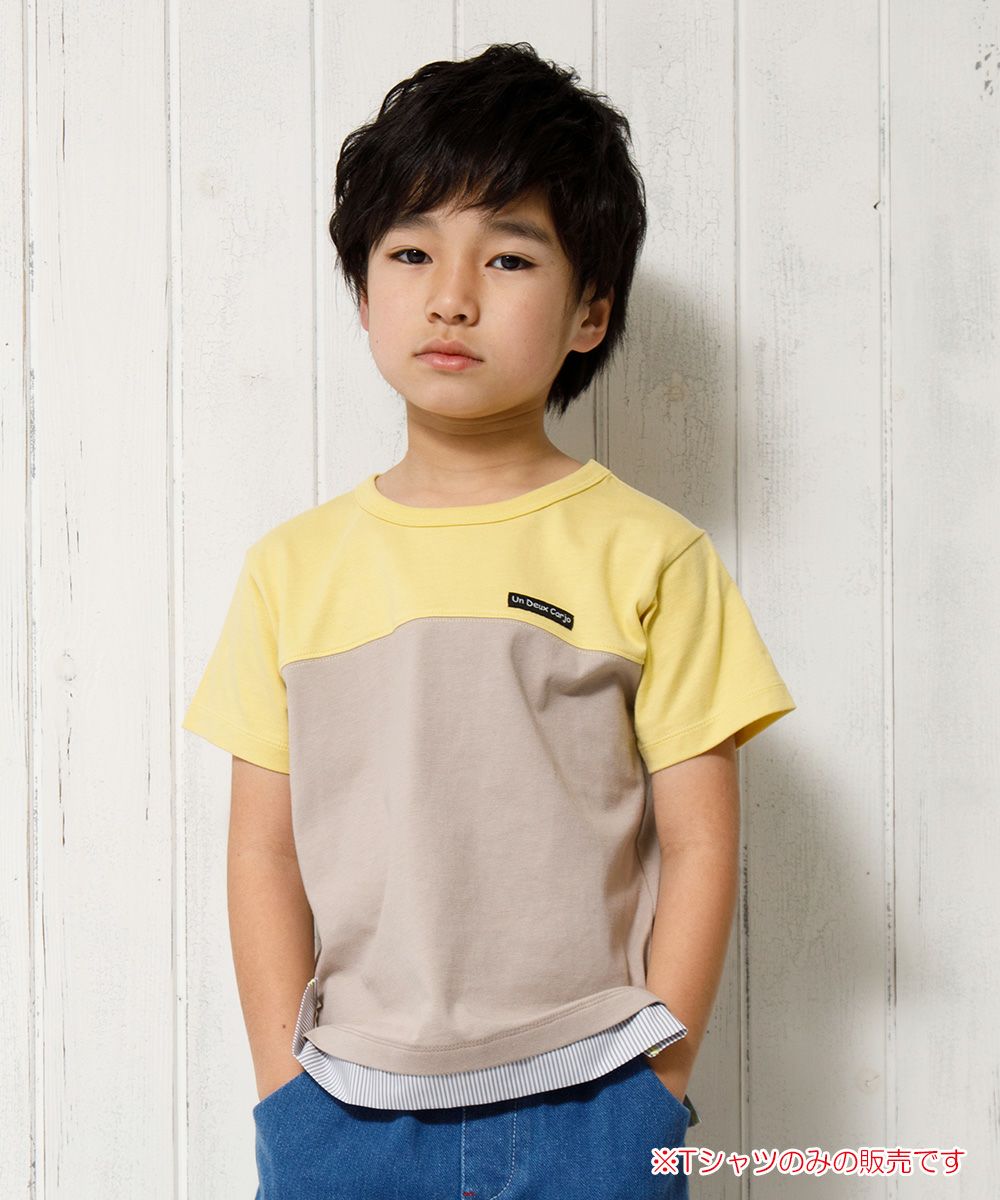 T -shirt with bicolor switching logo vent Yellow model image 1