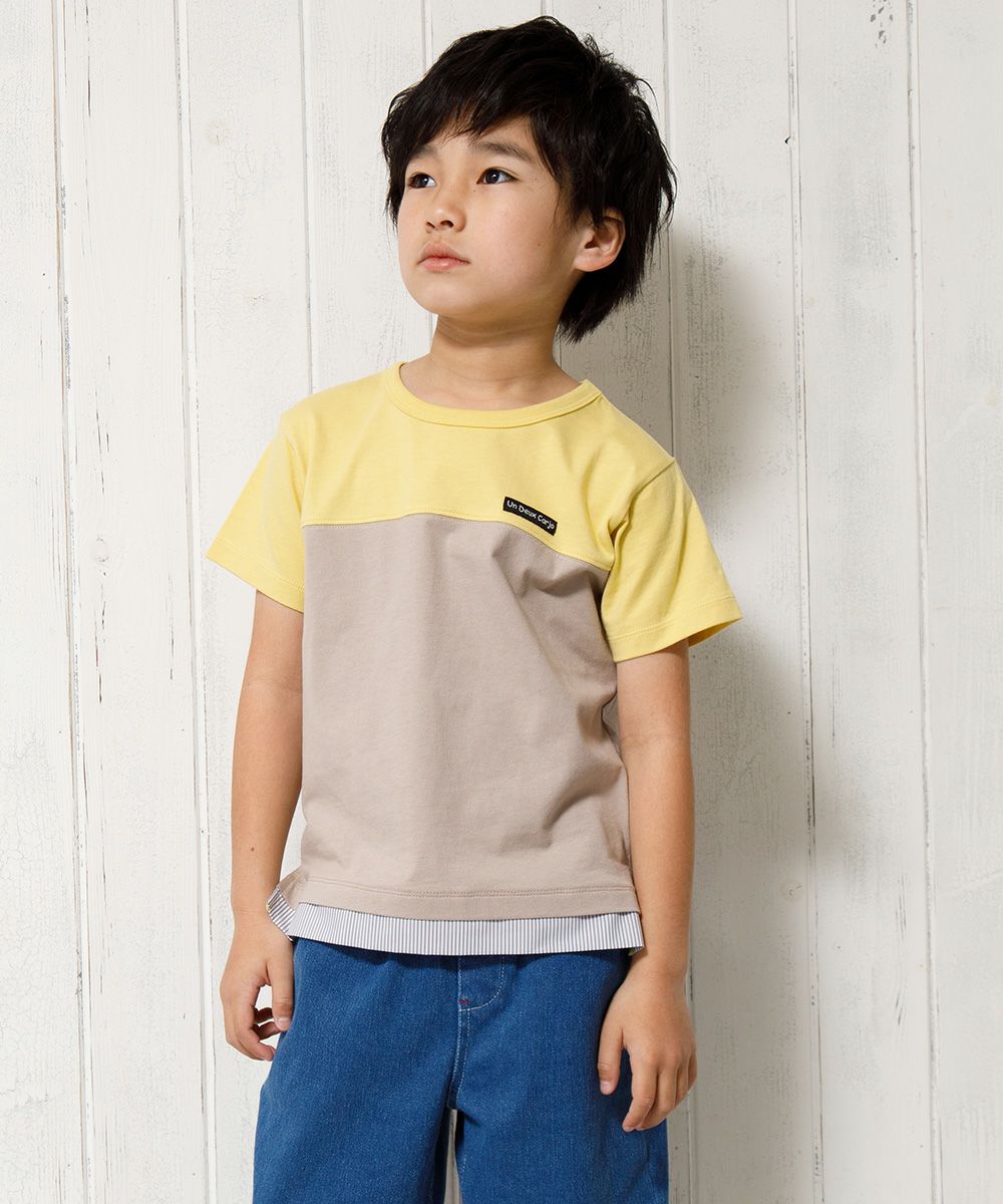 T -shirt with bicolor switching logo vent Yellow model image 3