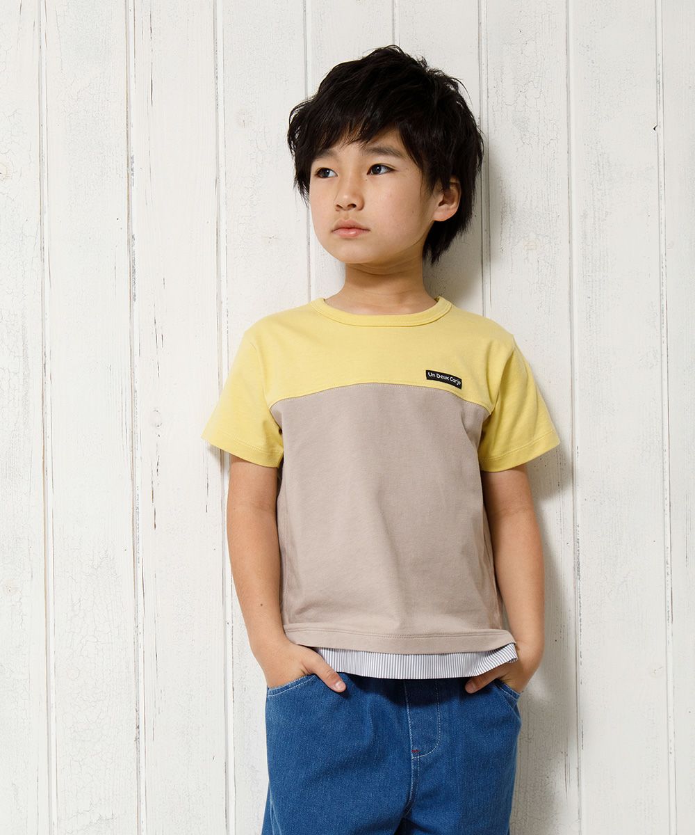 T -shirt with bicolor switching logo vent Yellow model image 4
