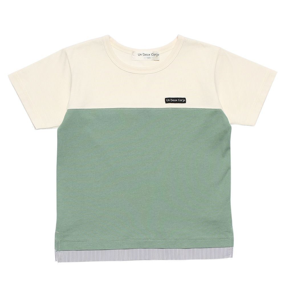 T -shirt with bicolor switching logo vent Ivory front