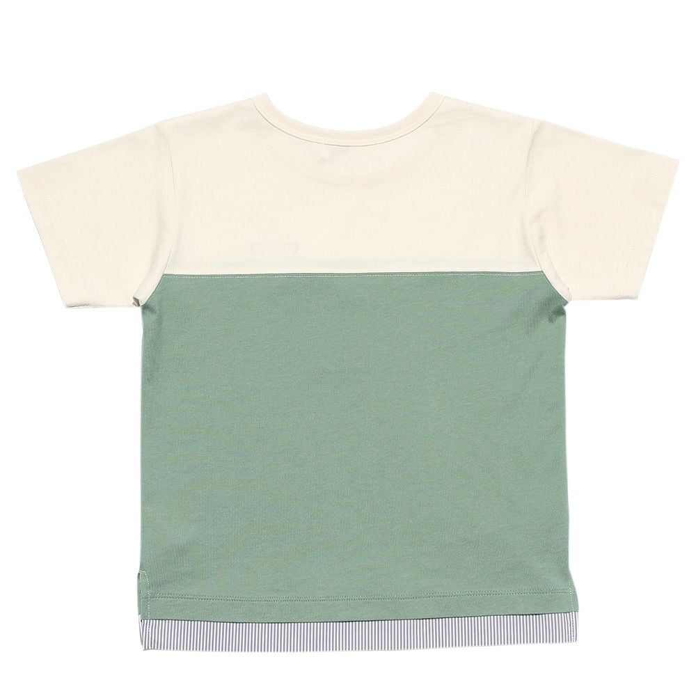 T -shirt with bicolor switching logo vent Ivory back