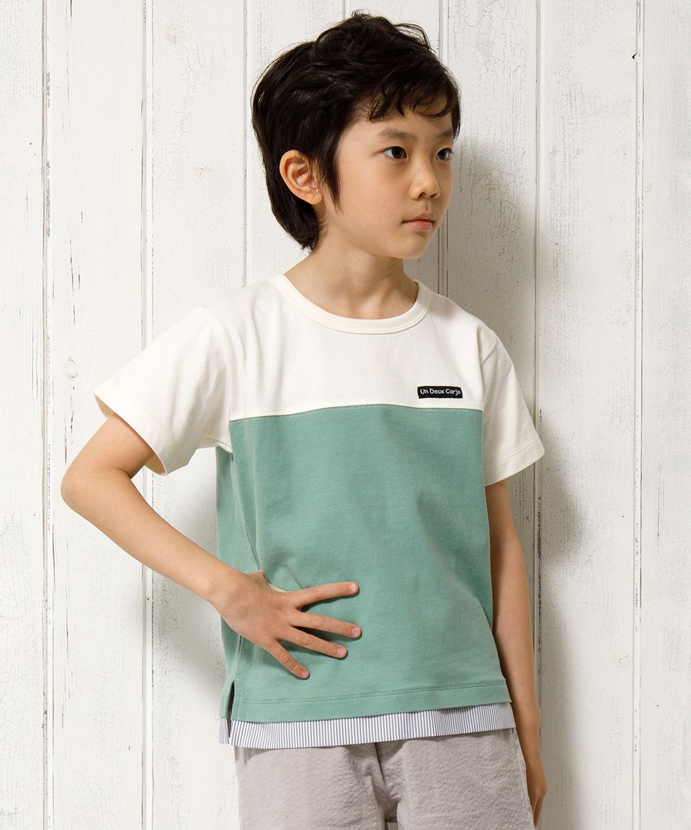 T -shirt with bicolor switching logo vent Ivory model image 3