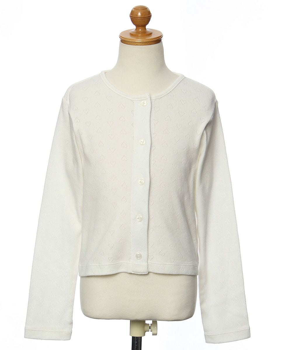 Children's clothing girl 100 % cotton heart pattern cardigan off -white (11) torso