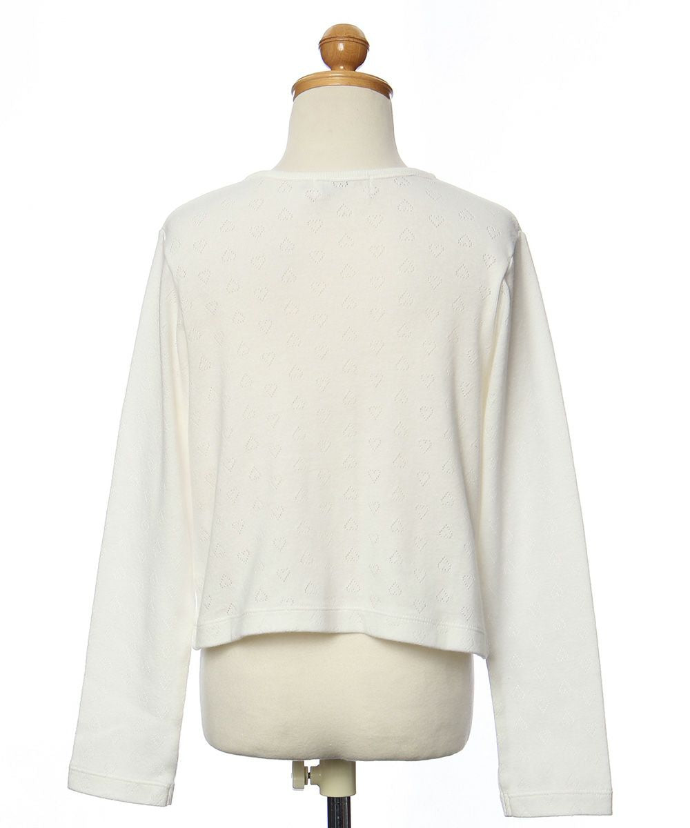Children's clothing girl 100 % cotton Heart pattern cardigan off -white (11) torso