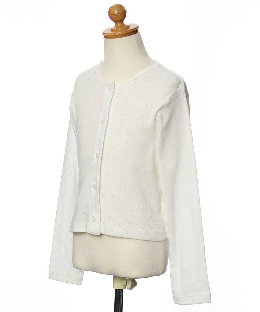 Children's clothing girl 100 % cotton Heart pattern cardigan off -white (11) torso