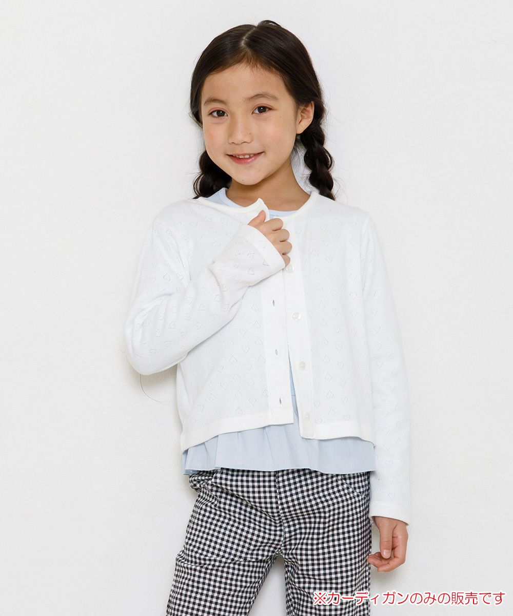 Children's clothing girl 100 % cotton Heart pattern cardigan off -white (11) model image 1