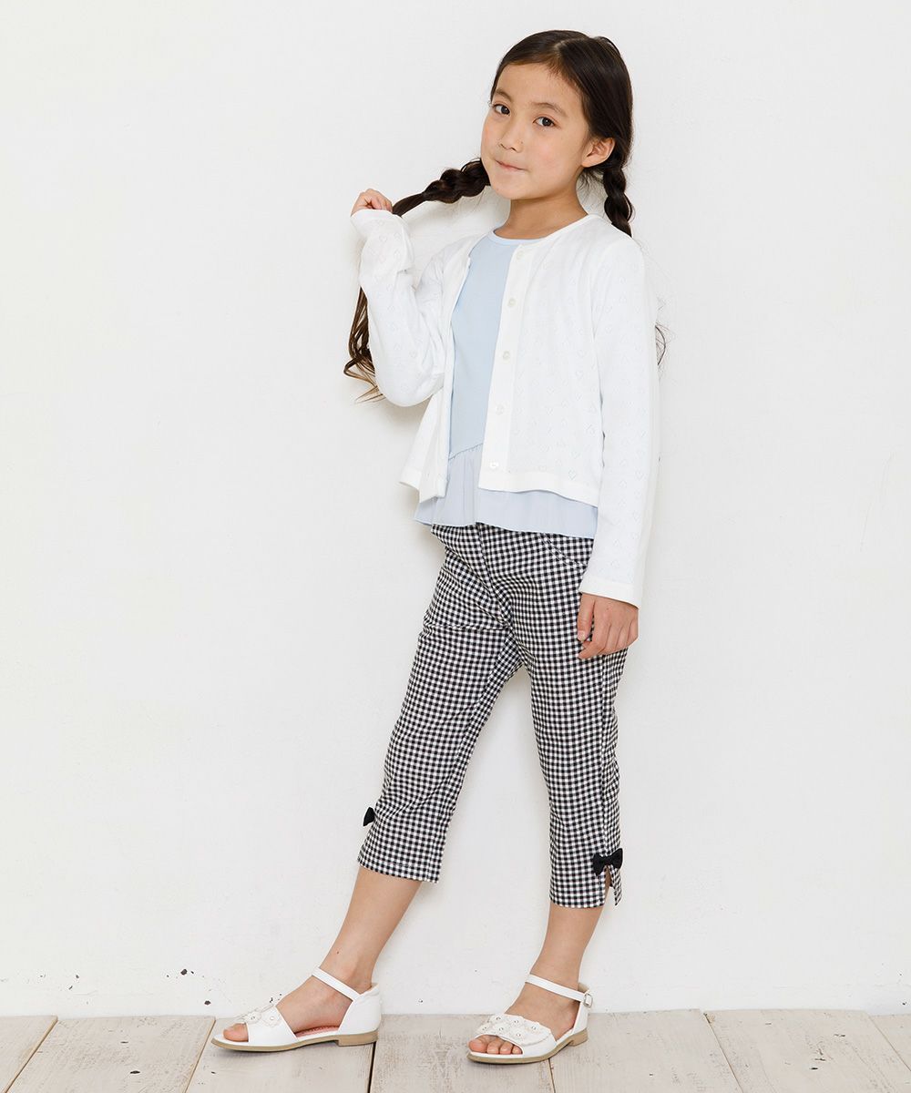 Children's clothing girl 100 % cotton Heart pattern cardigan off -white (11) model image 2