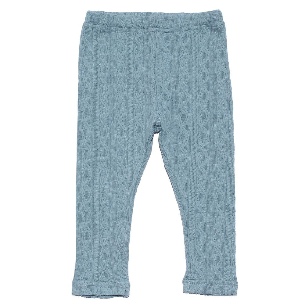 Baby size knit knit full length leggings Blue front