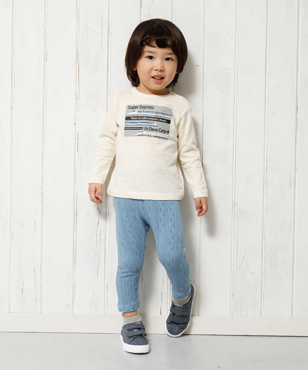 Baby size knit knit full length leggings Blue model image 2