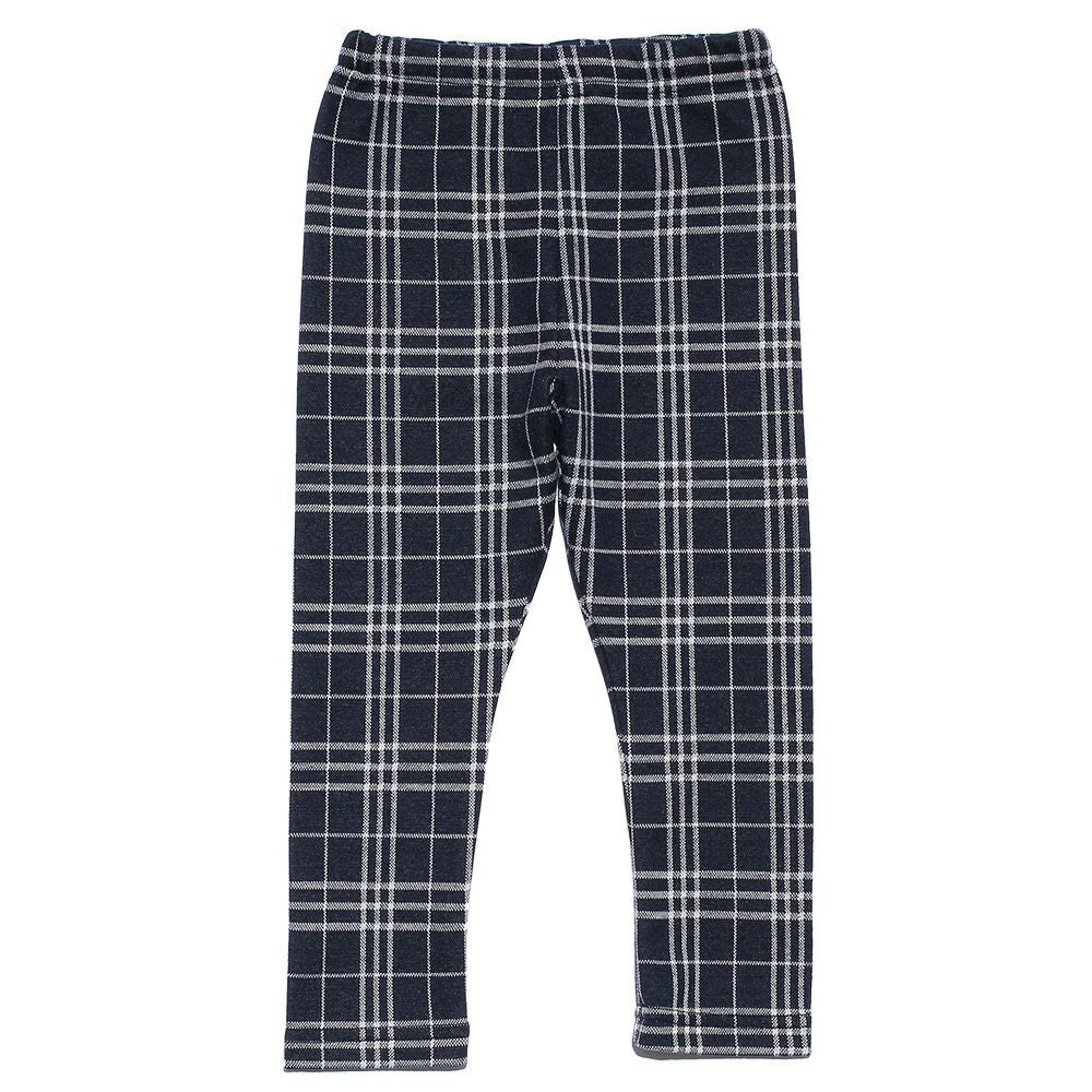 Baby size plaid knit full length pants Navy front