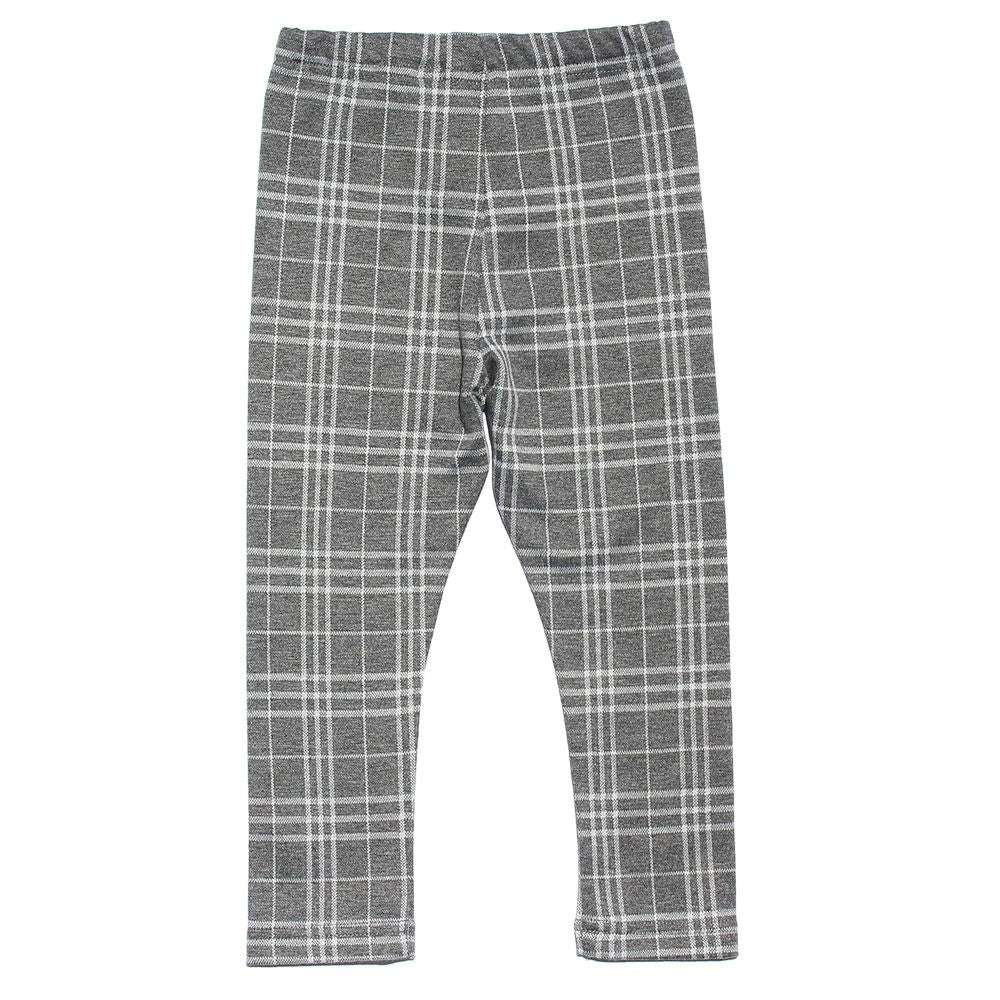Baby size plaid knit full length pants Charcoal Gray back