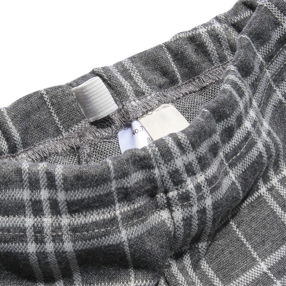 Baby size plaid knit full length pants Charcoal Gray Design point 1
