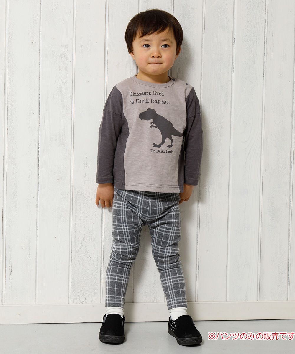 Baby size plaid knit full length pants Charcoal Gray model image 1