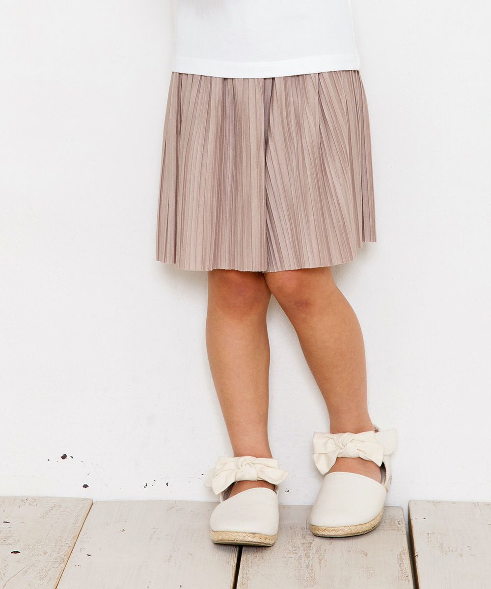 Children's clothing Girl Waist Rubber Prie Tsukurot Pants Beige (51) Model Image Up