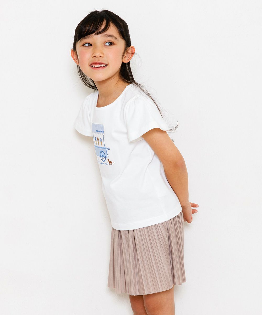 Children's clothing Girl Waist Rubber Priorot Pants Beige (51) Model Image 2