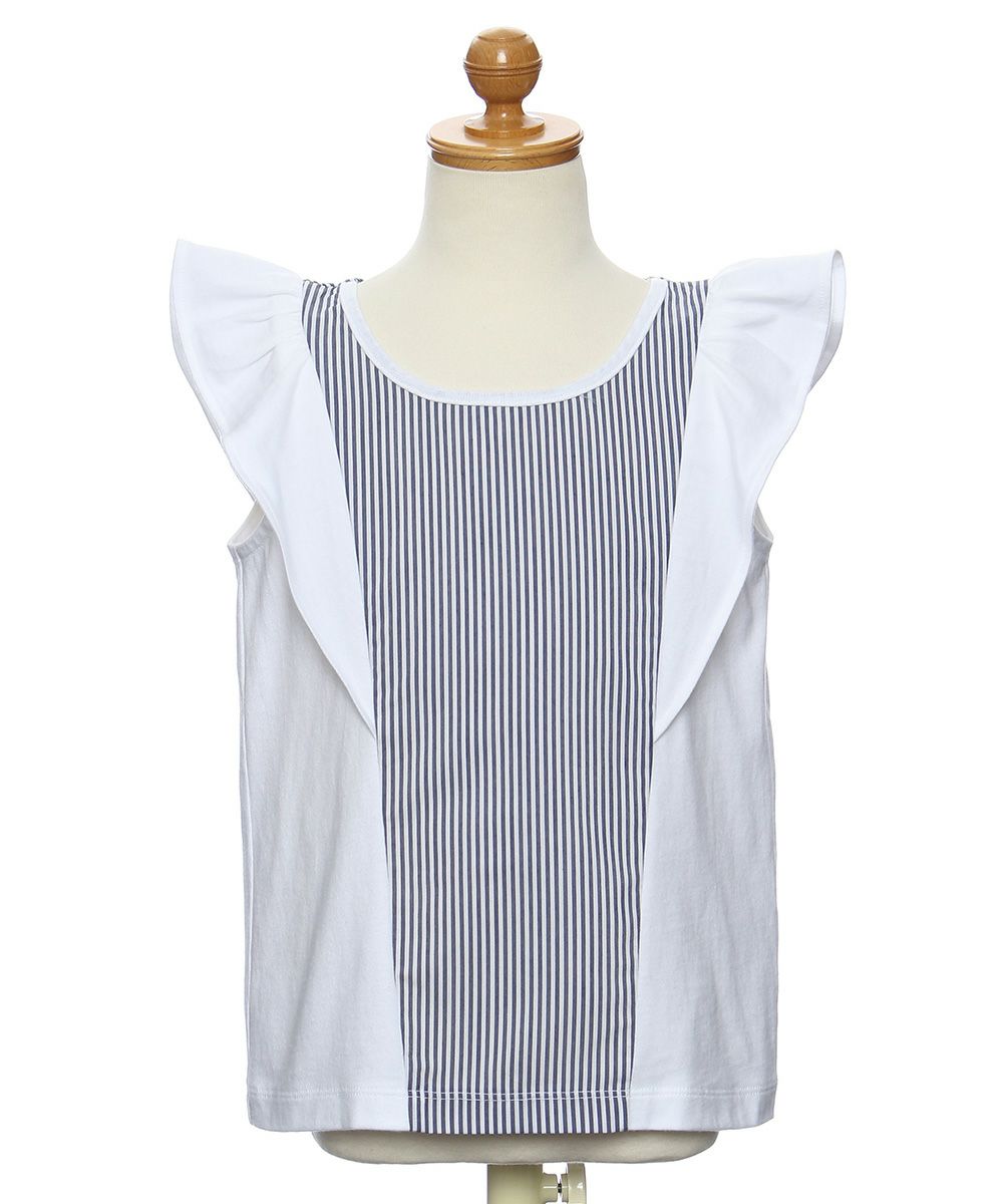 Striped T -shirt with frills Off White torso