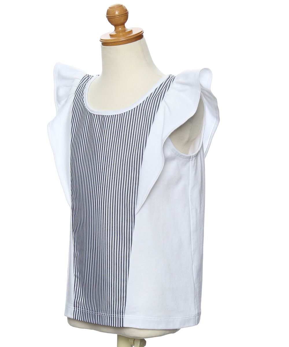 Striped T -shirt with frills Off White torso