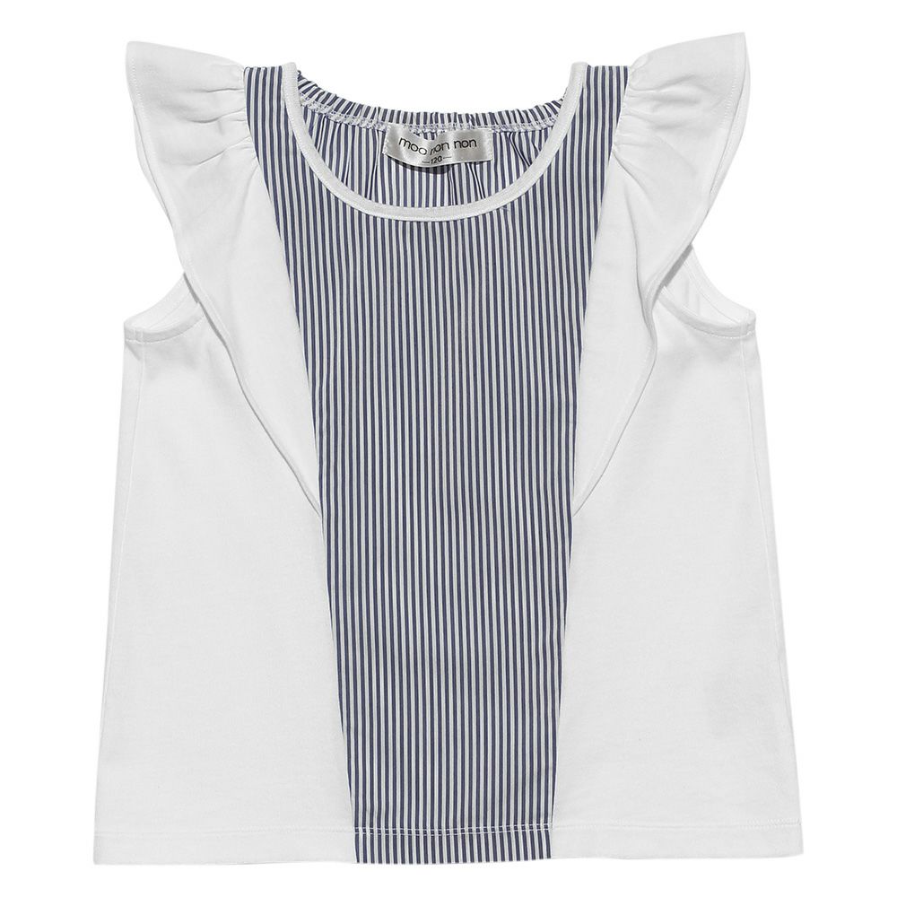 Striped T -shirt with frills Off White front