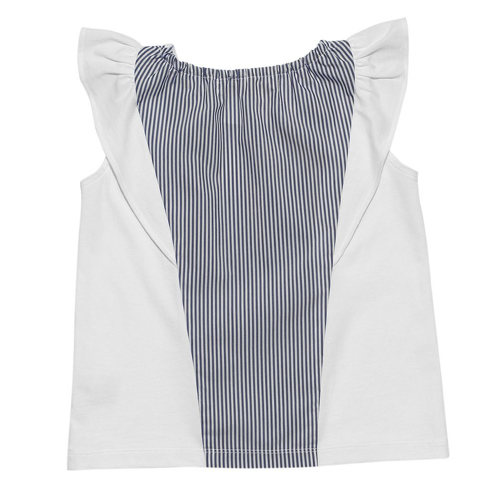 Striped T -shirt with frills Off White back