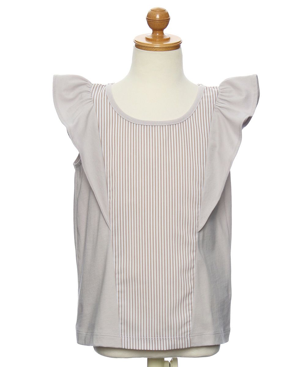 Striped T -shirt with frills Beige torso