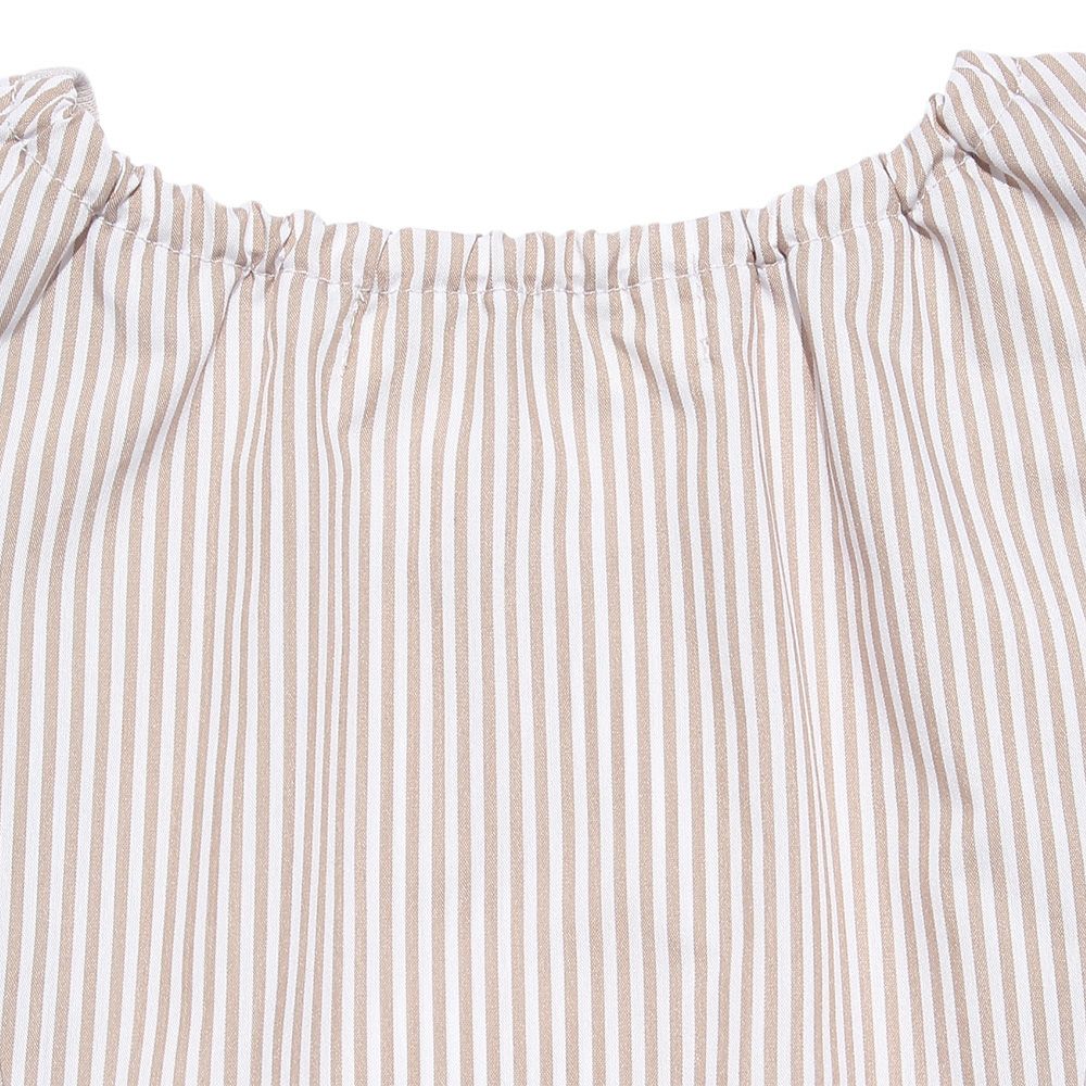 Striped T -shirt with frills Beige Design point 2