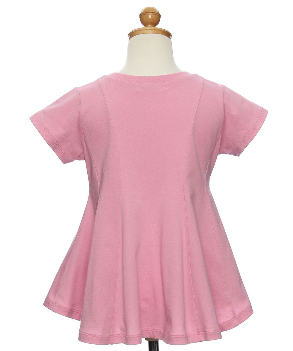 Children's clothing girl 100 % cotton rhinestone logooflare silhouette T -shirt Pink (02) Torso