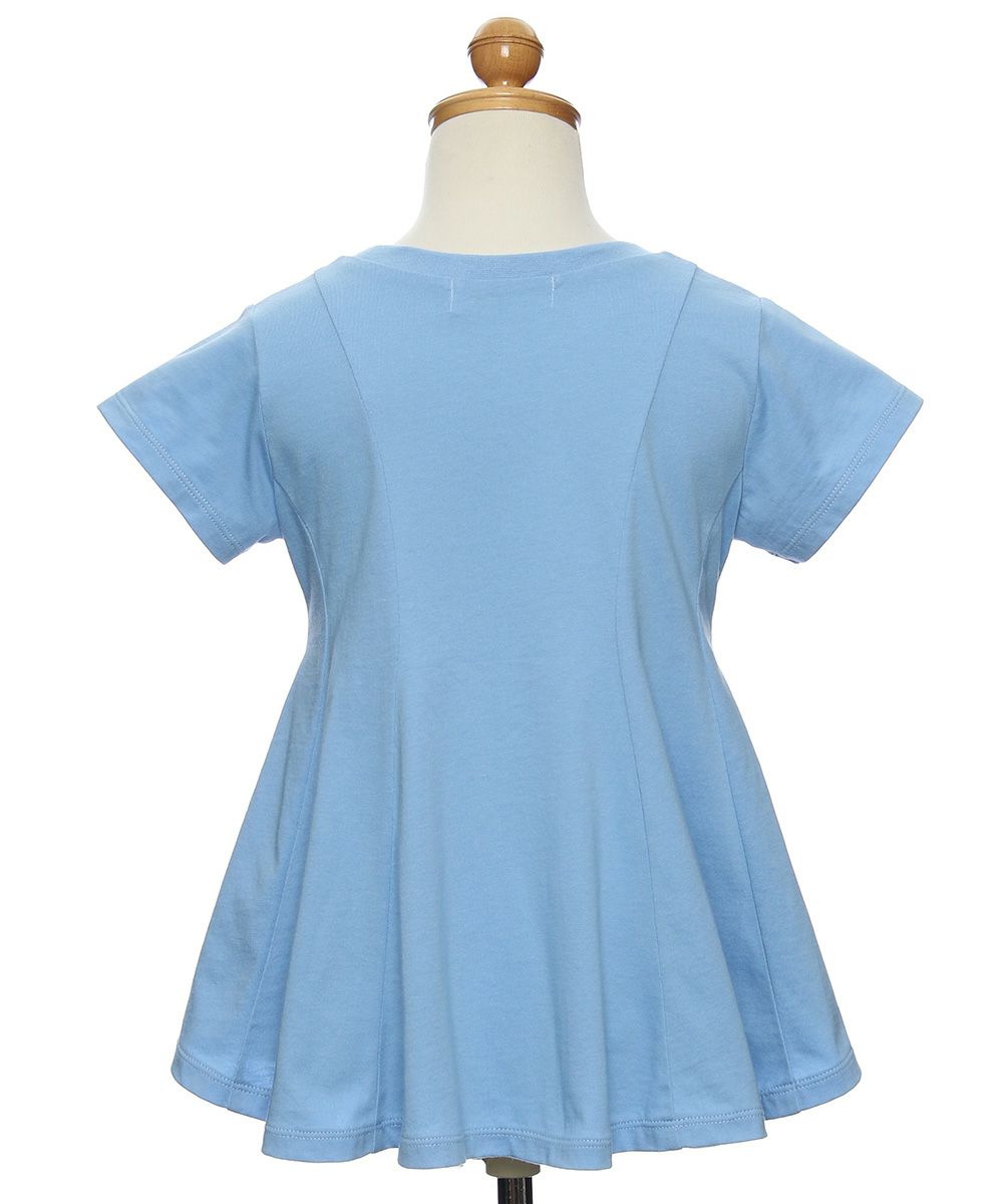 Children's clothing girl 100 % cotton rhinestone logooflare silhouette T -shirt Blue (61) Torso