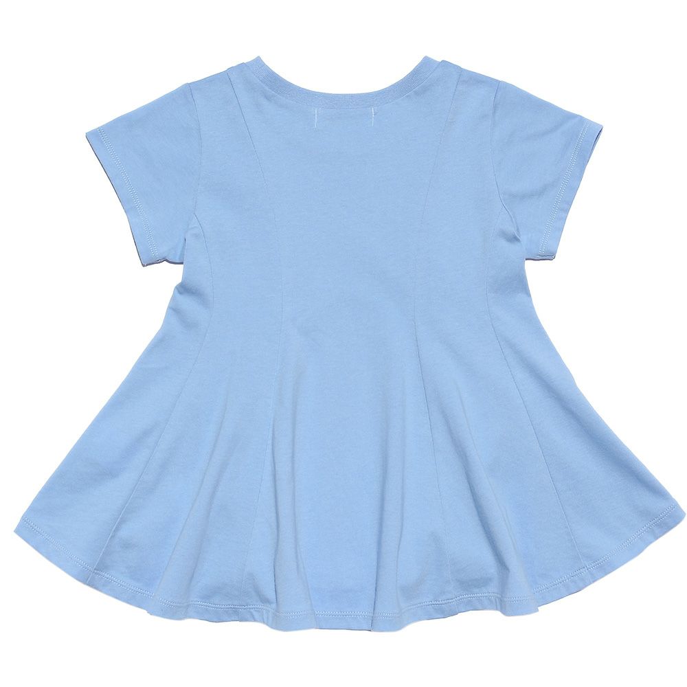 Children's clothing girl 100 % cotton rhinestone logooflare silhouette T -shirt blue (61) back