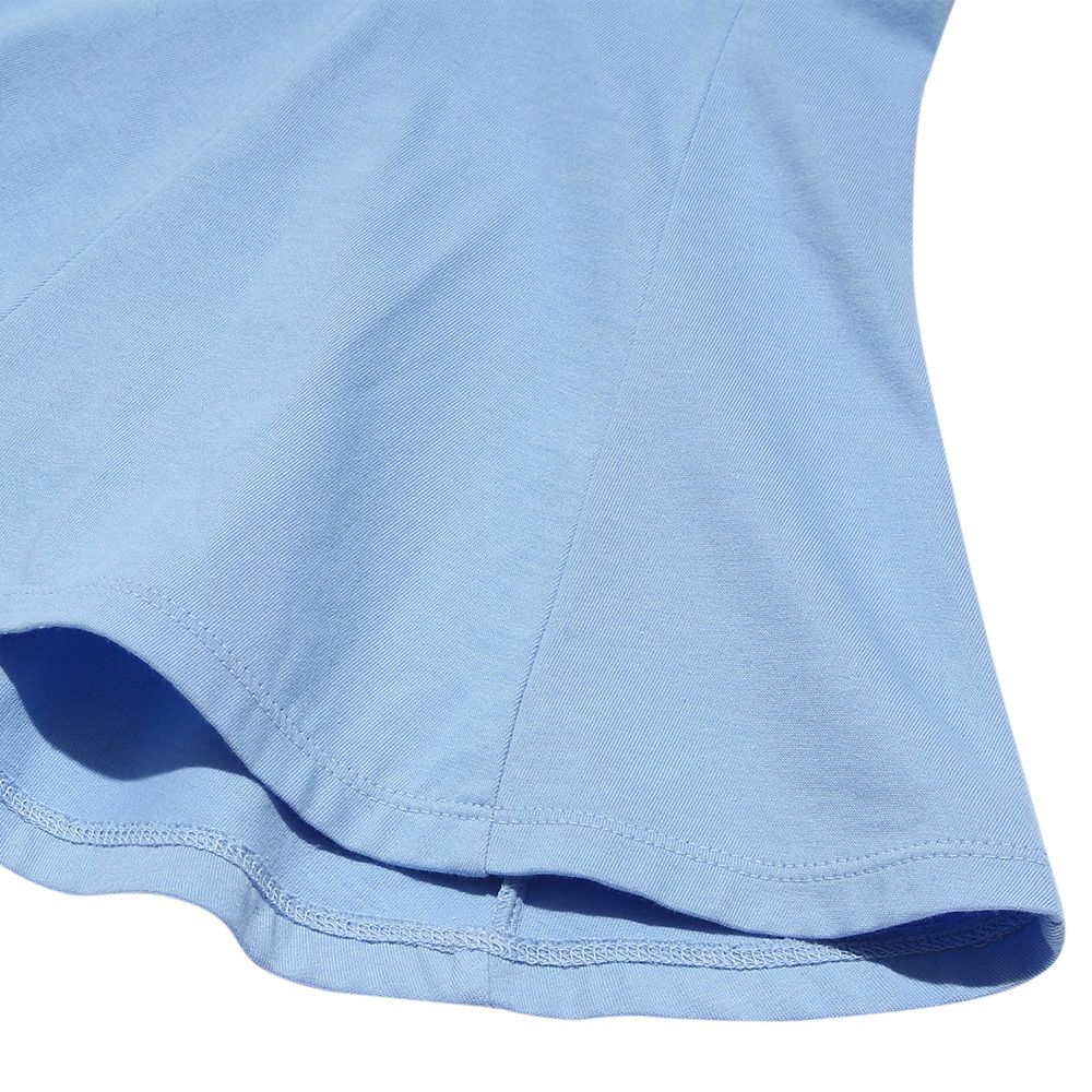 Children's clothing girl 100 % cotton rhinestone logooflare silhouette T -shirt Blue (61) Design point 2