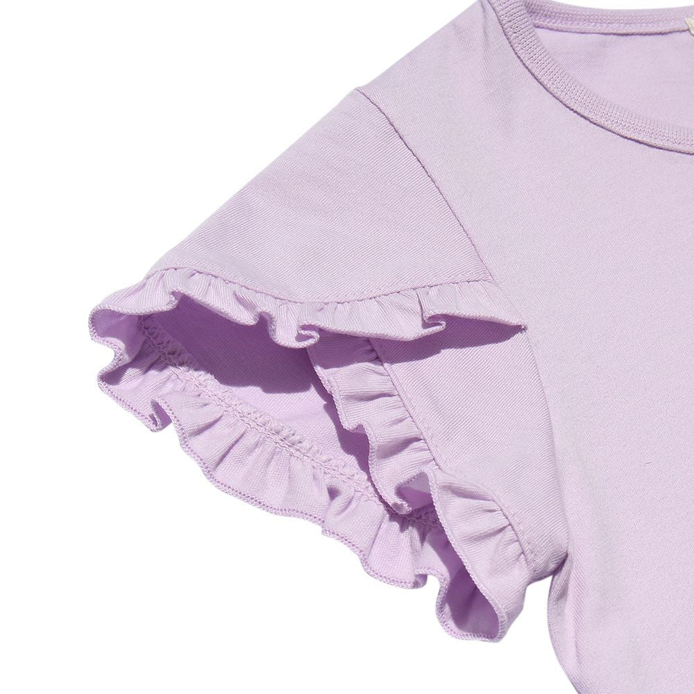 100 % cotton dresser & cat print T-shirt with frills Purple Design point 2