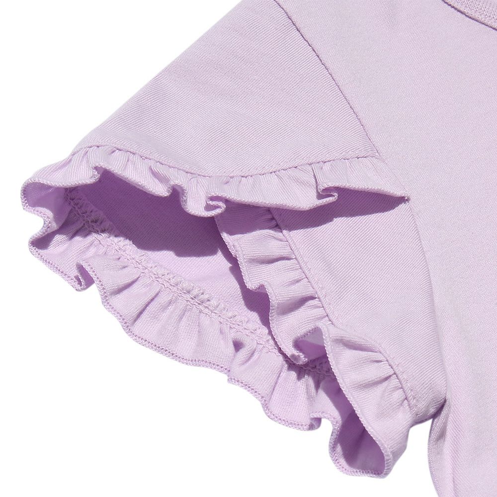 Baby size 100 % cotton dresser & cat print T-shirt with frills Purple Design point 2
