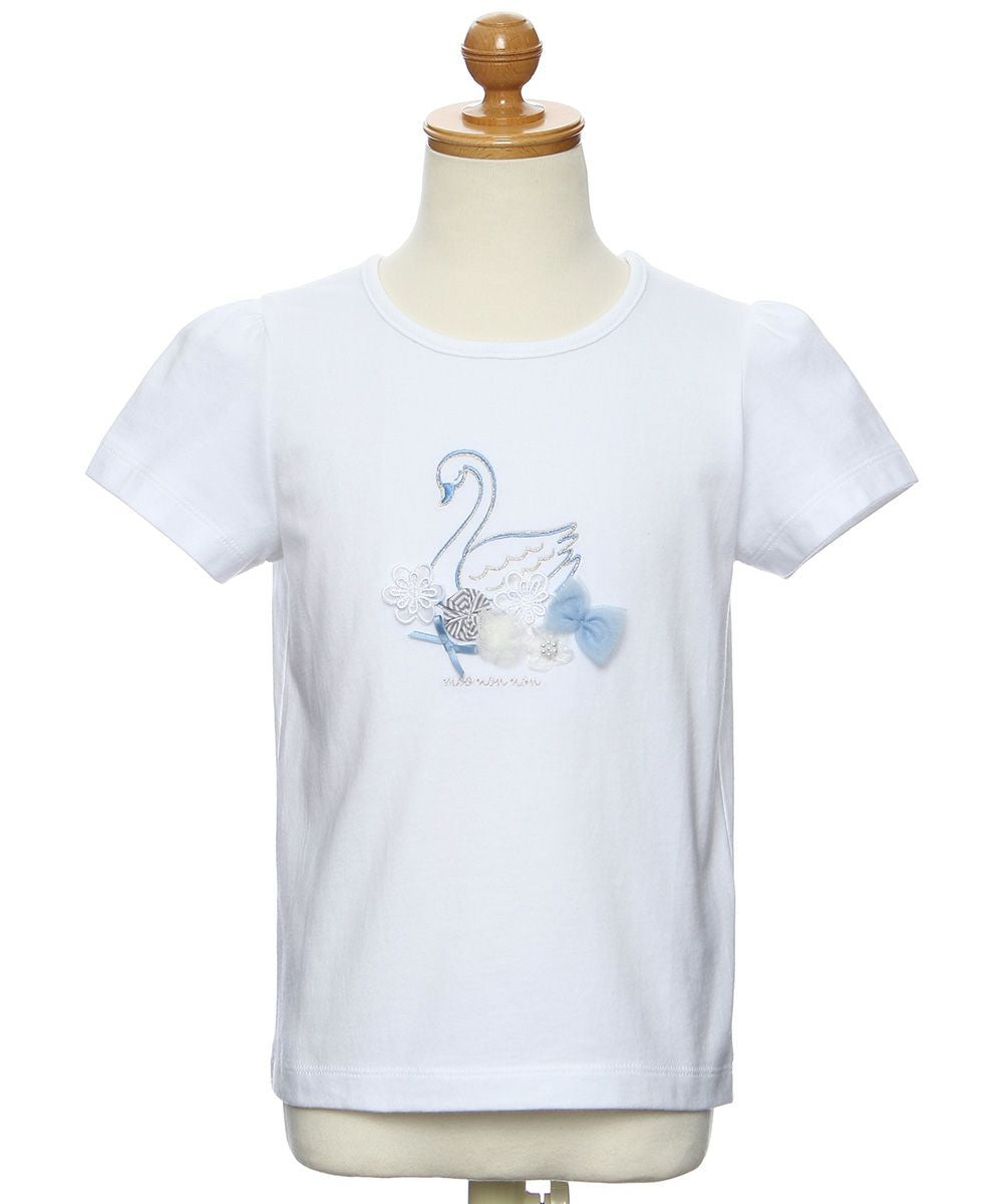 100 % cotton Swan print T-shirt with tulle flowers Off White torso