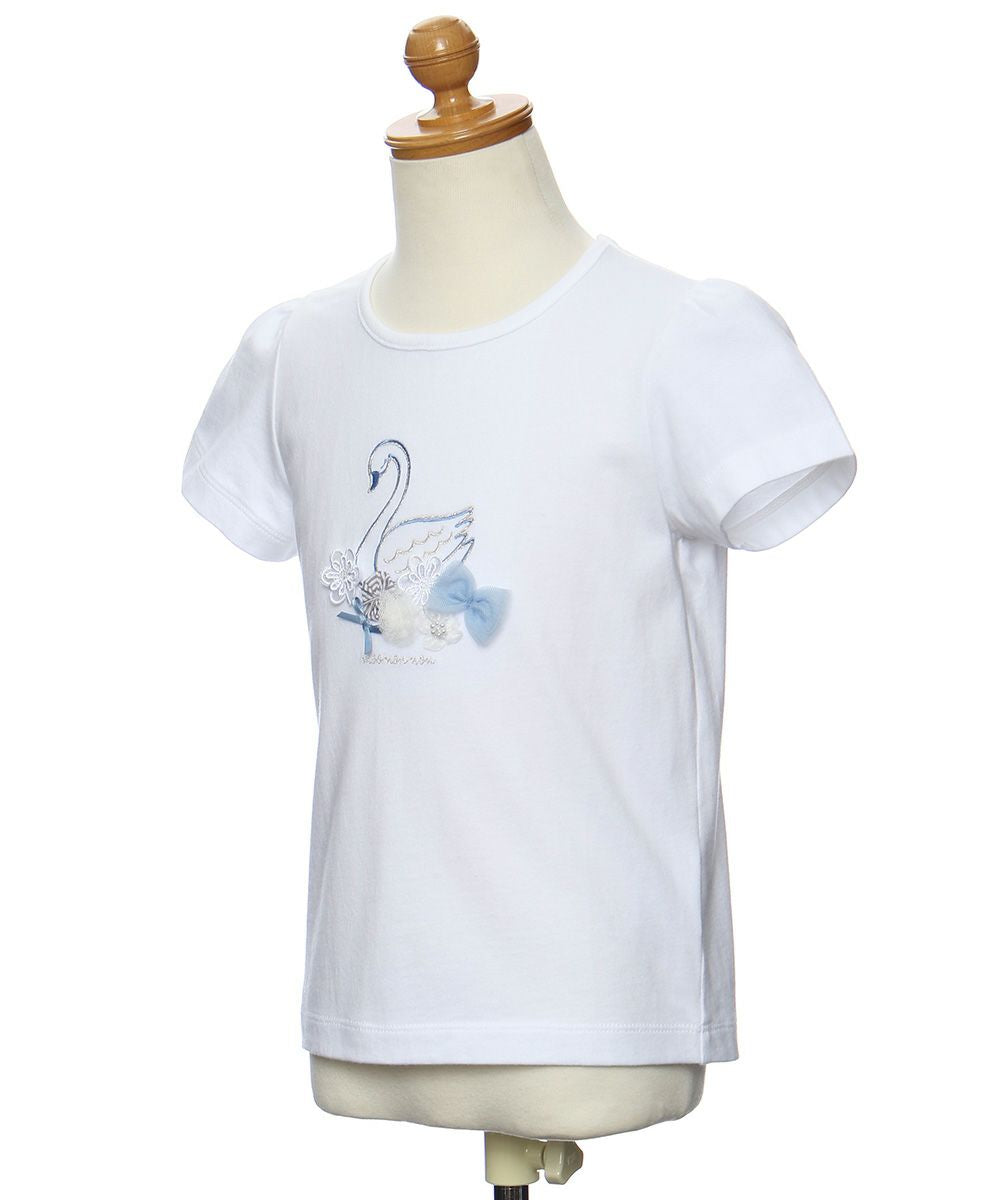 100 % cotton Swan print T-shirt with tulle flowers Off White torso