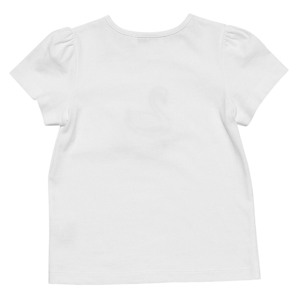 100 % cotton Swan print T-shirt with tulle flowers Off White back