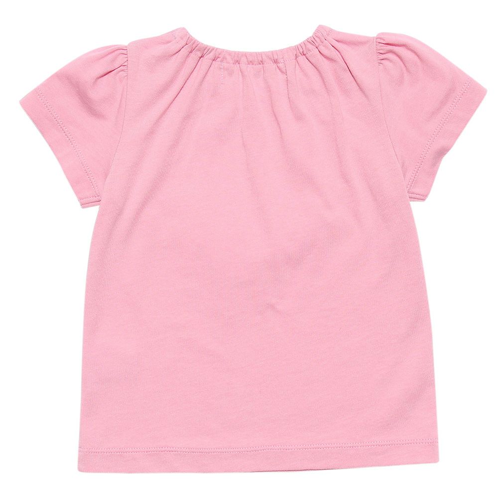 Baby size 100 % cotton Swan print T-shirt with tulle flowers Pink back