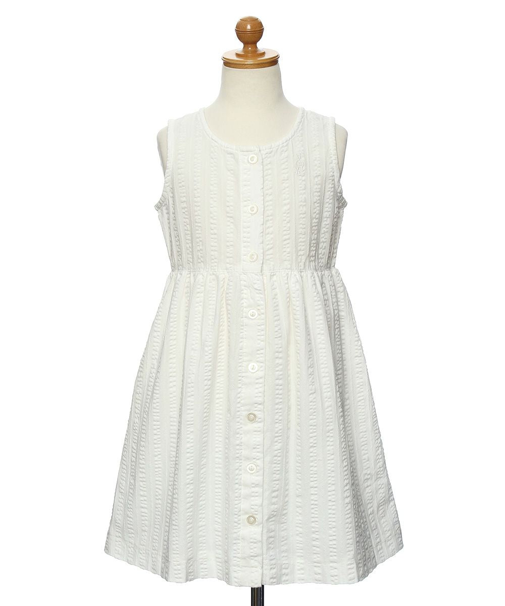 Striped Woven dress with lining Ivory torso